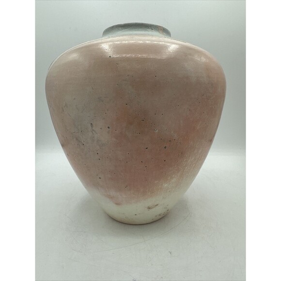 Vintage Bettye Barclay Vase Pot Pottery Large Pink White Blue 8” Handmade Signed - Picture 4 of 15
